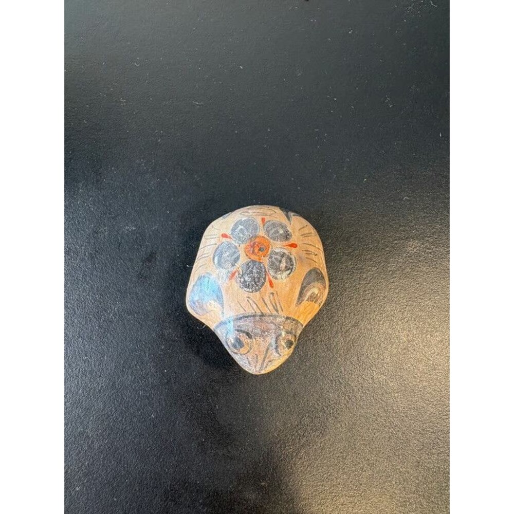 Mexican Clay Bird Whistle Ocarina Hand Painted Folk Art Signed Mexico Small